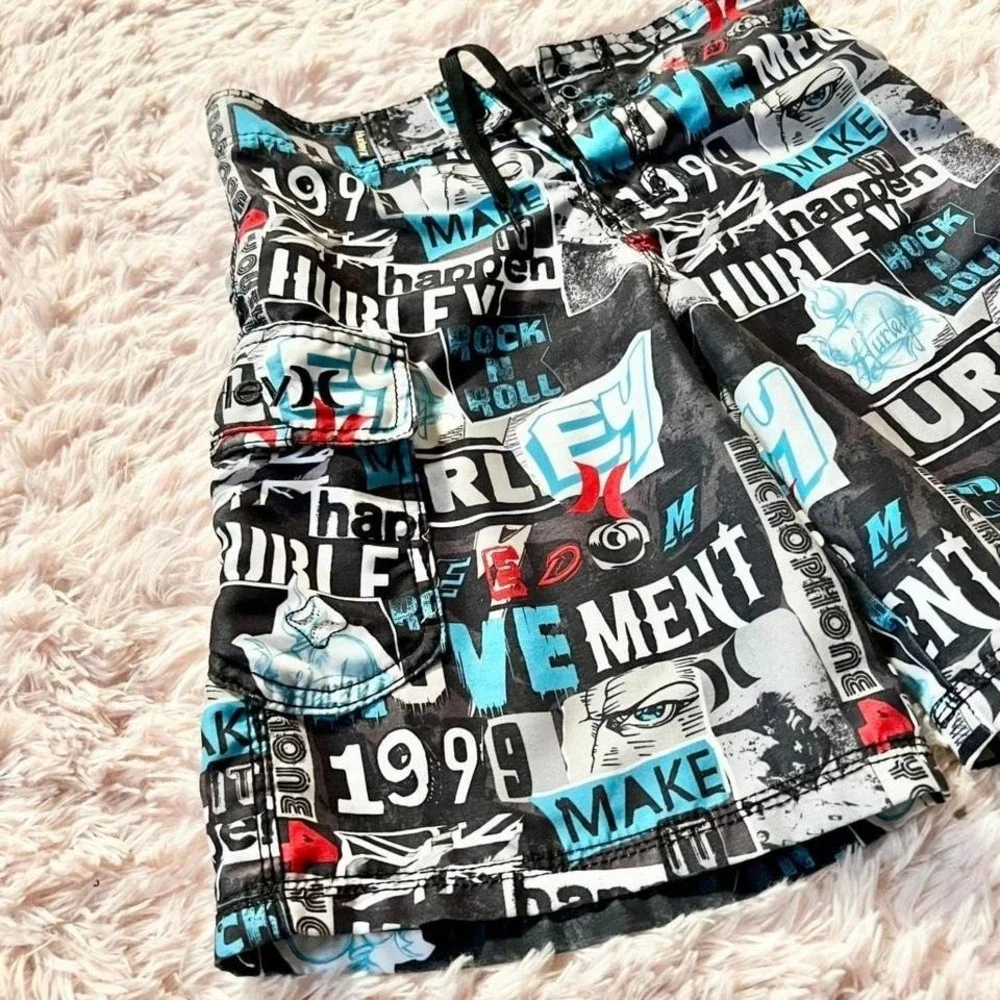 Hurley Graffiti Graphic 90s Grunge‎ Beachy Surfer PopPunk Men's Board Shorts